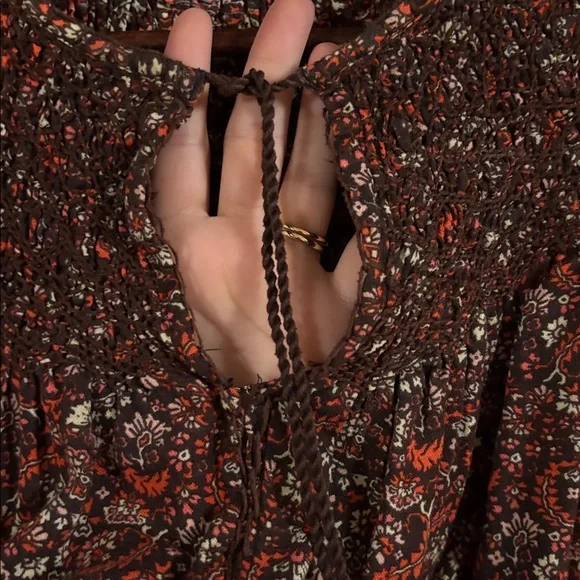 Lucky Brand smocked Paisley Blouse - Brown and Red - Picture 6 of 8